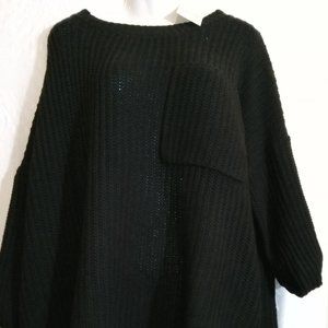 NWT AMASOO WOMEN'S BLACK KNITTES LOOSE FITTING SWEATER SIZE MEDIUM/LARGE ~ #P08
